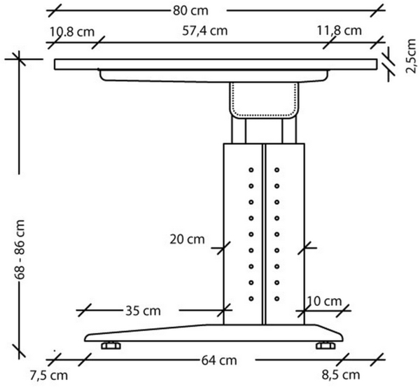 bümö höhenverstellbarer Schreibtisch U-Serie 160x80 Nussbaum, Gestell in weiß - PC Tisch für's Büro manuell höhenverstellbar, Computertisch verstellbar, US-16-N-W Bild 9