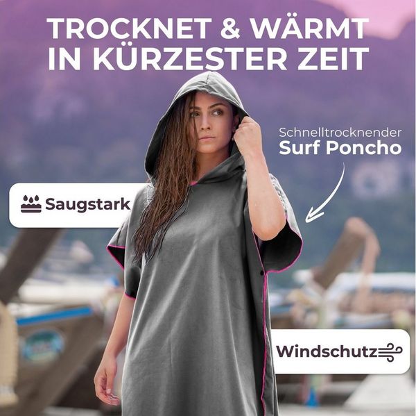 NirvanaShape Handtücher Handtuch-Poncho, Umziehhilfe & Handtuch zugleich Surf-Poncho, Quick-dry Funktion, Ideal auf Reisen zum Surfen, Strand