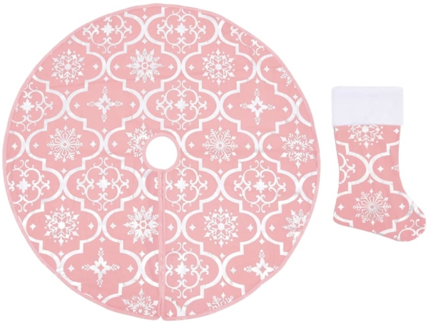 vidaXL Luxus-Weihnachtsbaumdecke mit Socke Rosa 90 cm Stoff 330284