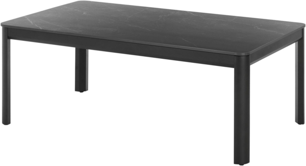 Stella Trading Lenni Couchtisch, Schwarz - Moderner Wohnzimmertisch mit Keramikplatte und Metallgestell - 120 x 45 x 70 cm (B/H/T)