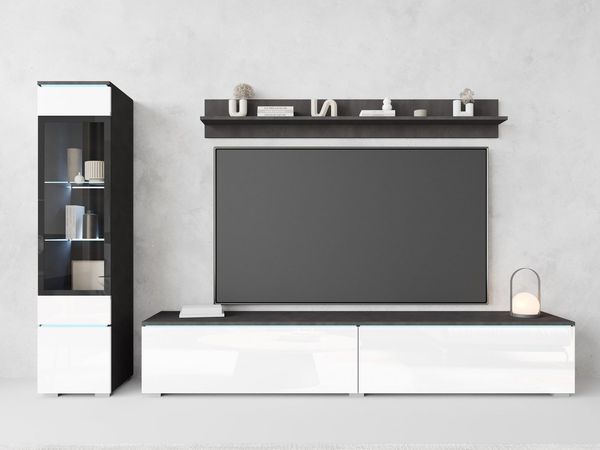 Home affaire Wohnwand VERA I, Vitrinen Türanschlag links/rechts wechselbar, (Komplett-Set, 3-St), Mediawand 230 cm, Vitrine mit Verglasung, stehend und hängend