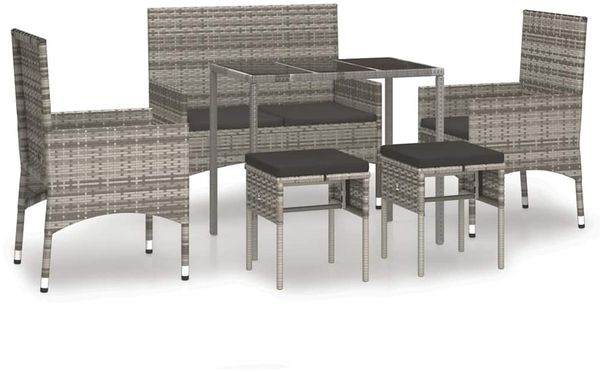vidaXL 6-tlg. Garten-Lounge-Set mit Kissen Grau Poly Rattan 319509 Bild 2