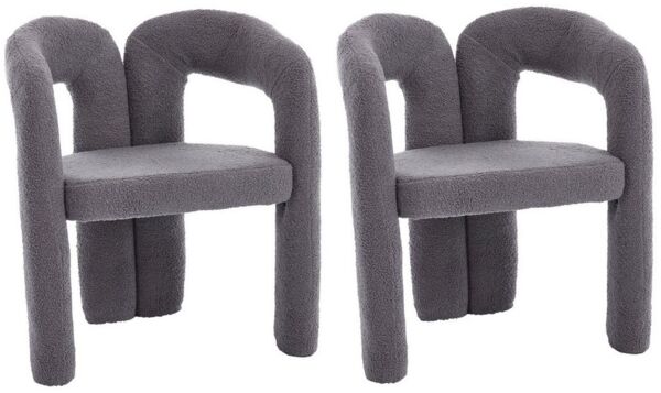 KLAM HOME Esszimmerstuhl Premium Ergonomie-Sessel mit Teddy-Flor mit Armlehne, 2 er Set, 2 St (Einzigartiges Design & optimale Rückenstütze), Wohnzimmer Küche Sessel, Perfekt für Wohnzimmer & Homeoffice