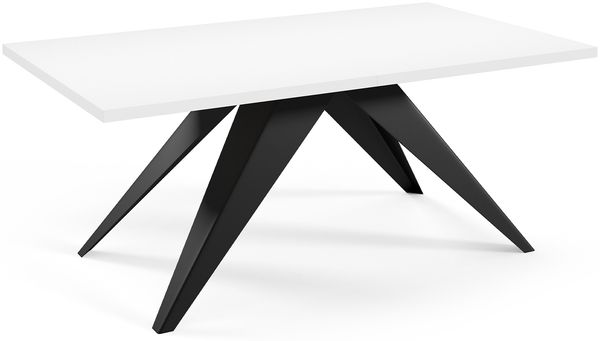 MEBLINI Esstisch Ausziehbar aus Metall - 140-240 x 80 x 76 cm - VENTI - Weiß Matt/Schwarz Matt - Loft - Esszimmertisch Modern - Küchentisch - Ausziehtisch - Dining Table