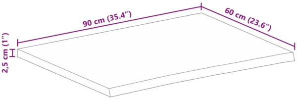 vidaXL Tischplatte mit Baumkante 90x60x2,5 cm Massivholz Mango 370453 Bild 8