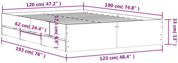 vidaXL Bettgestell mit Schubladen Sonoma-Eiche 120x190cm Holzwerkstoff 3207317 Bild 6
