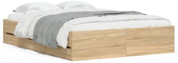 vidaXL Bettgestell mit Schubladen Sonoma-Eiche 120x190cm Holzwerkstoff 3207317 Bild 4
