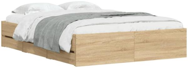 vidaXL Bettgestell mit Schubladen Sonoma-Eiche 120x190cm Holzwerkstoff 3207317 Bild 5