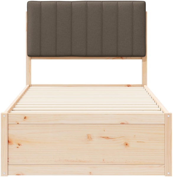 vidaXL Bettgestell mit gepolstertem Kopfteil Taupe 90x200 cm 877797 Bild 4