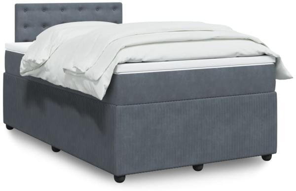 vidaXL Boxspringbett mit Matratze Dunkelgrau 120x190 cm Samt 3289999