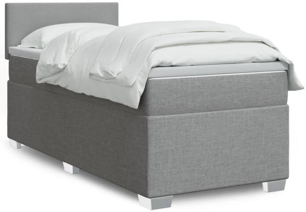 vidaXL Boxspringbett mit Matratze Hellgrau 100x200 cm Stoff 3288092