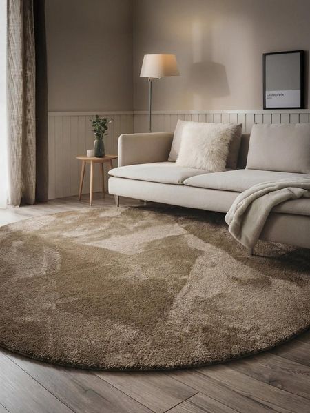 benuta Hochflor-Teppich Soda, rund, Höhe: 21 mm, Teppich Wohnzimmer, Schlafzimmer, Esszimmer, Flur, Kunstfaser, Cozy