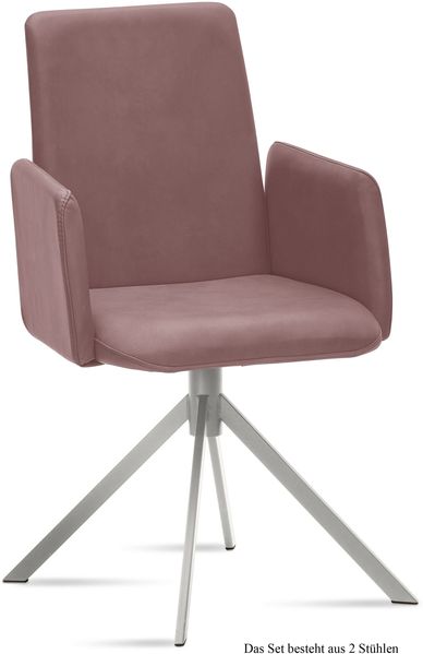 Armlehnstuhl (2er-Set) Dorina 52x92x60 Edelstahl/Rosewood