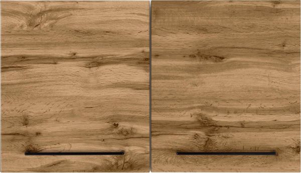 KOCHSTATION Hängeschrank KS-Tulsa 100 cm breit, 57 cm hoch, 2 Türen, schwarzer Metallgriff, MDF Front