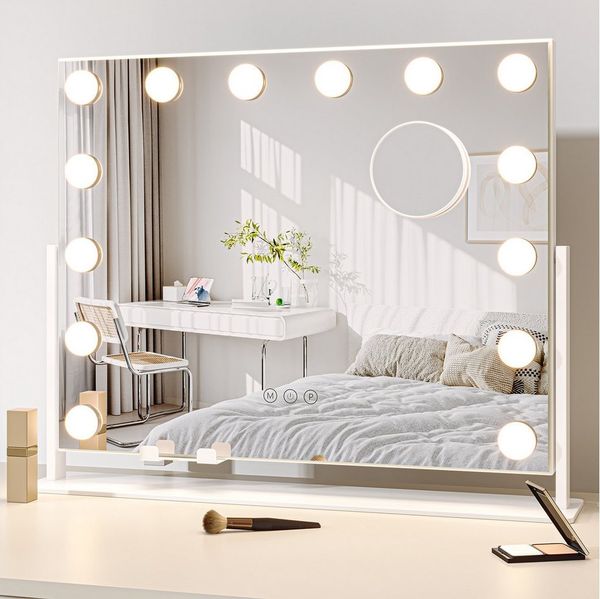 Dripex Schminkspiegel Hollywood Spiegel mit 12/14/15 LED, 3 Lichtfarben Dimmfunktion