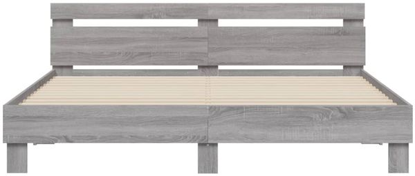 vidaXL Bettgestell mit Kopfteil und LED-Beleuchtung Grau Sonoma 3207523 Bild 7