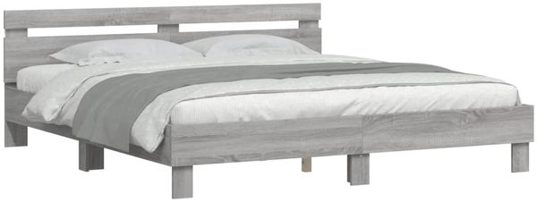 vidaXL Bettgestell mit Kopfteil und LED-Beleuchtung Grau Sonoma 3207523 Bild 5
