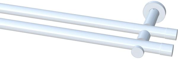 Garduna Gardinenstange Ø 20mm / 1- oder 2-Lauf, 2-läufig, kürzbar, Metall, 2-lauf 1-lauf, Gardinenstange komplett, hochwertig, Fixmaß, 20mm