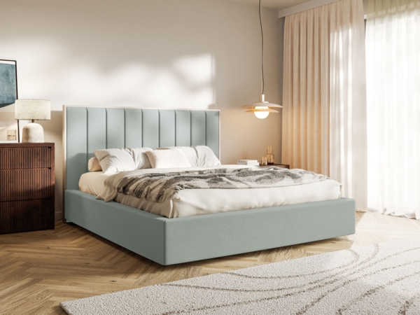 Selsey 'Togents' Polsterbett 180x200 mit Veloursbezug und Bettkasten, Salbeigrün Bild 3