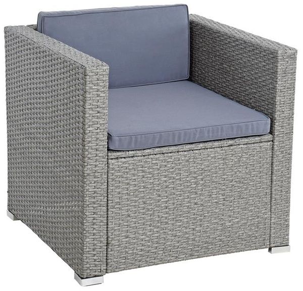 Polyrattan Loungesessel Gartensessel Rattan Sessel Gartenstuhl Stuhl Grau-Mix