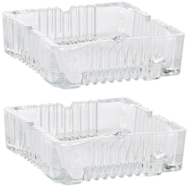 HAC24 Aschenbecher Aschenbecher Glasaschenbecher Tischaschenbecher, Glas eckig 10 x 10 cm