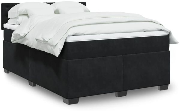 vidaXL Boxspringbett mit Matratze Schwarz 160x200 cm Samt 3288668