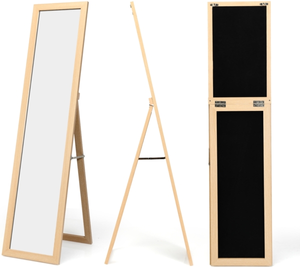 2 in 1 Ganzkörperspiegel Standspiegel und Wandspiegel mit Holzrahmen 37 x 155 cm Natur Bild 1