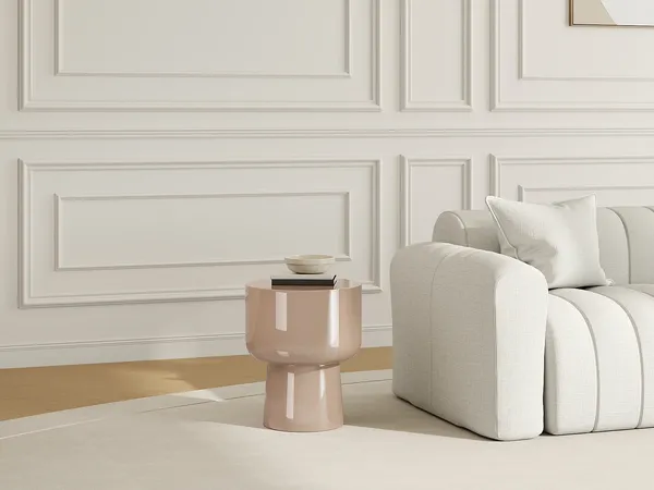 Vente-unique - FALENY Beistelltisch Metall Beige - B 38 cm x H 45,5 cm x L 38 cm