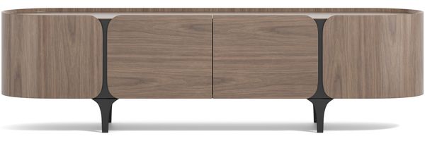 Livin Hill Sileno SE02 TV-Kommode, Echtholzfurnier aus Walnussholz, MDF, Metallgestell und Akzente, 55 x 50 x 200 cm
