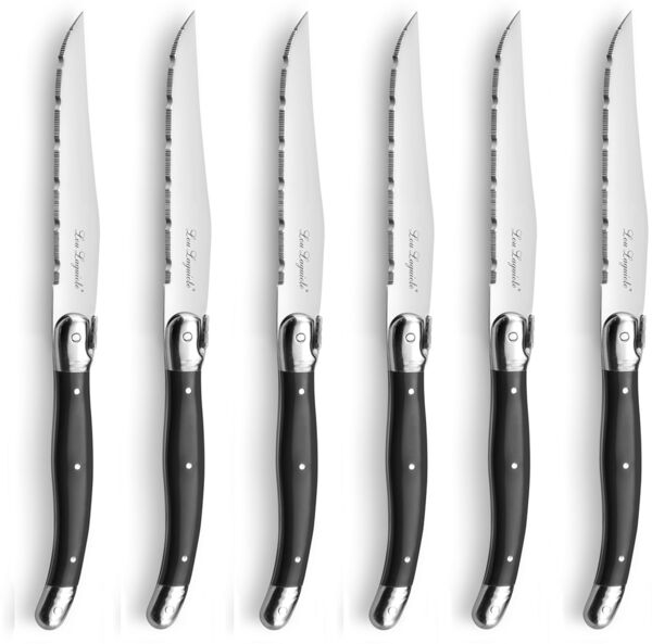 Lou Laguiole LAGUIOLE / TRADITION Steakmesser Set 6-teilig anthrazit hochglanzpoliert
