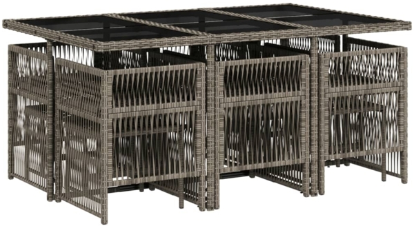 vidaXL 11-tlg. Garten-Essgruppe mit Kissen Grau Poly Rattan 3210968 Bild 2