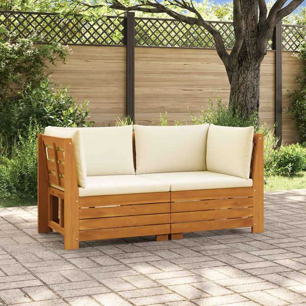 vidaXL Outdoor-Sofagarnitur mit Kissen 2 Stück Braun Massivholz Akazie 3403084