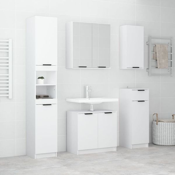 vidaXL 5-tlg. Badmöbel-Set Weiß Holzwerkstoff 3115852