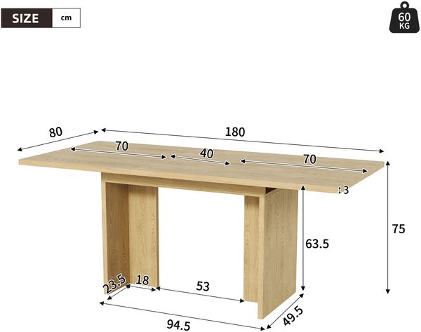 Esstisch ausziehbar H 75 x T 140/180 x B 80 cm, MDF in Eichenoptik, 30 mm Tischplatte, für 6–8 Personen Bild 5