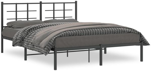 Doppelbett, Bettgestell Modernen mit Kopfteil Metall Schwarz 160x200 cm d547e