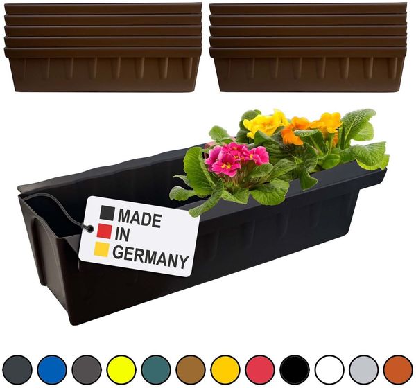 Hossi's Wholesale 10 Euro-Paletten Blumenkästen-Einsätze | mit Hängesystem zum Einhängen | 37,3cm Braun | Pflanzkasten für Europalette Palette | Balkonkasten | Blumentopf | extrem stabil