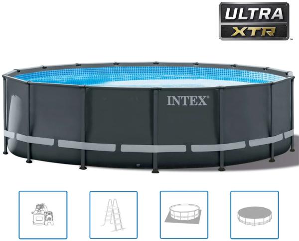 Intex 'Frame Swimming Pool Set Ultra Rondo XTR', anthrazit, Ø 488 x 122 cm, inkl. Sandfilteranlage