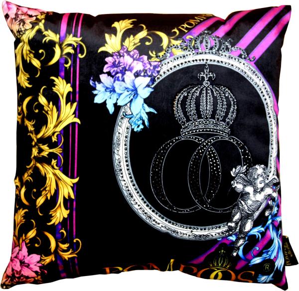 Harald Glööckler Designer Deko Kissen Pompöös by Casa Padrino mit Glitzersteinen Purple / Black - Art Collection -