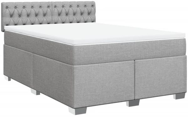 vidaXL Boxspringbett mit Matratze Hellgrau 140x190 cm Stoff 3288190 Bild 3