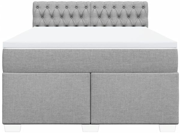 vidaXL Boxspringbett mit Matratze Hellgrau 140x190 cm Stoff 3288190 Bild 6