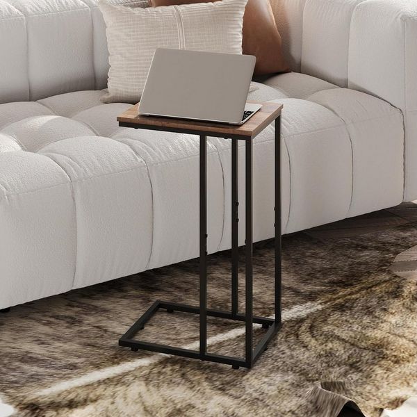 WLIVE Beistelltisch C Form, Nachttisch für Schlafzimmer, Wohnzimmer, (38,5 x 28,8 x 63,3 cm), Beistelltische mit Metallrahmen, Wohnzimmer Tisch für Couch, Sofa