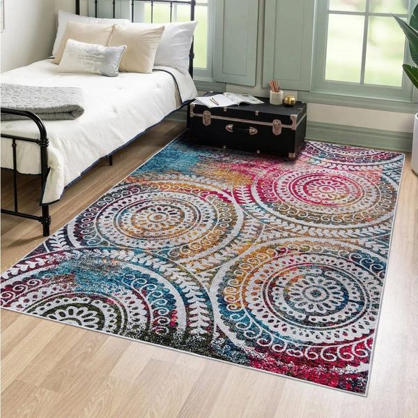 Mazovia Designteppich Modern Teppich für Wohnzimmer, Schlafzimmer, Esszimmer, 80 x 150 cm, Kurflor, Waschbar in Waschmaschine, Höhe 5 mm, Rutschfest