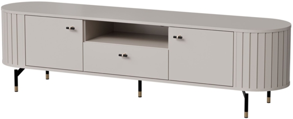 Selsey 'Zante' TV-Schrank 2-türig, geriffelt mit Schublade, graubeige, ca. 49 x 180 x 40 cm