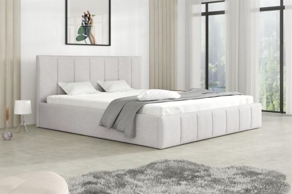 Polsterbett Doppelbett DETROIT Komplettset 120x200cm Stoff Freya Hellgrau