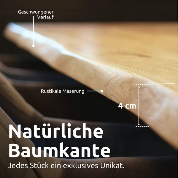 holz4home® Esstisch Massivholztisch aus Eiche I Küchentisch aus Echtholz, Kompletter Tisch (Tischplatte & Gestell), 4 cm dickes Massivholz