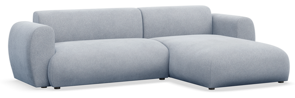 Selsey 'Emia' Ecksofa mit Chenillebezug und Schlaffunktion, Hellblau, rechts