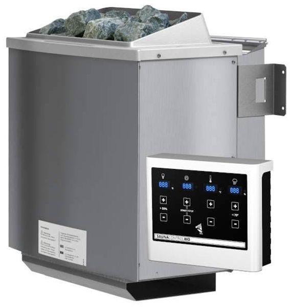 Karibu Sauna Skrollan 1 naturbelassen + 9 kW BIO-Kombiofen mit ext. Steuerung Easy Milchglastür Bild 3