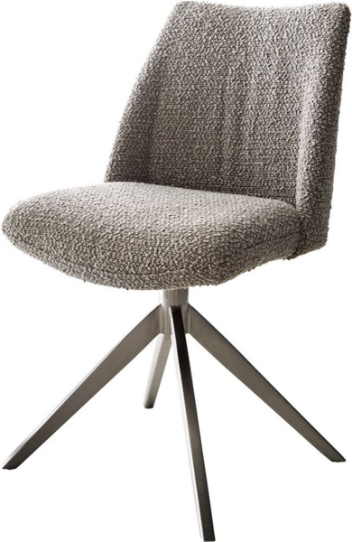 Drehstuhl Elso-Flex Bouclé Silbergrau Kreuzgestell breit Edelstahl 360° drehbar Taschenfederkern