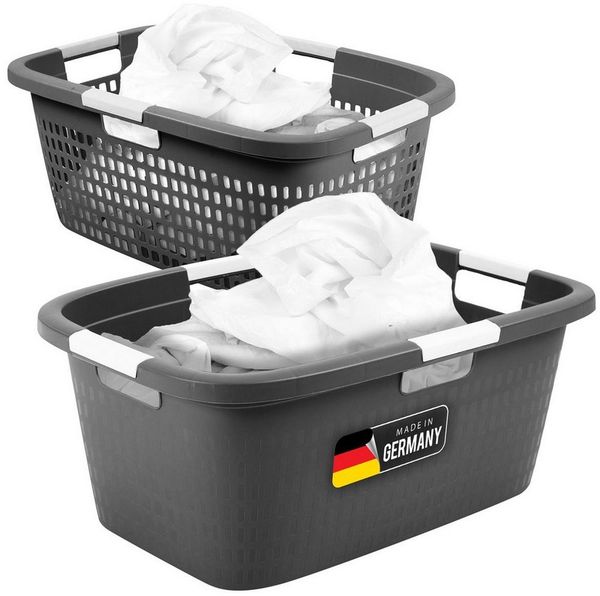Novaliv Wäschekorb - (2 St), Wäschekorb 40L + Wäschewanne 40L