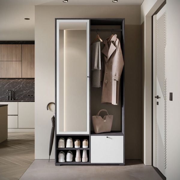 Home affaire Garderobenschrank DINO Kompaktgarderobe, Garderoben-Set DINO Mit Spiegel und Kleiderstange, 90 cm breit, Türanschlag wechselbar